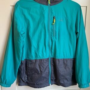L.L. Bean Girls Turquoise and Lime Windbreaker Jacket 14-16